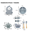 Kit Alimentação Bebê Silicone 8 Peças com Ventosa Solari Baby