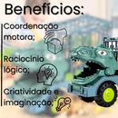Caminhão Dinossauro Infantil com 4 Dinos e Acessórios Solari Baby