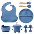 Kit Alimentação Bebê Silicone 8 Peças com Ventosa Solari Baby